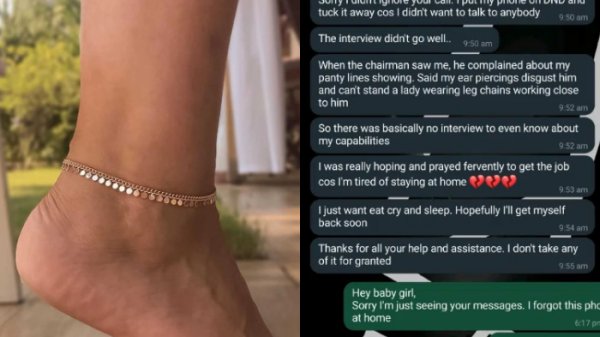 lady lose oil company job chain leg