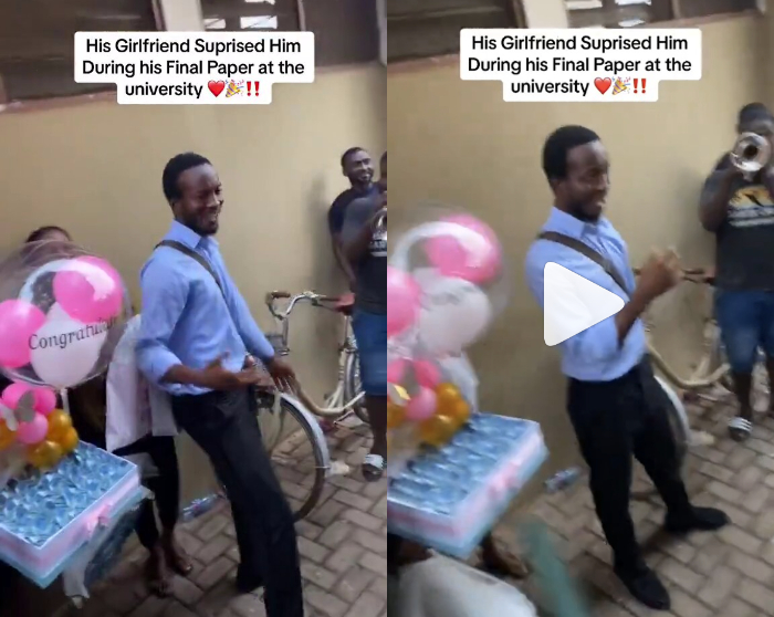 lady surprise boyfriend money bouquet